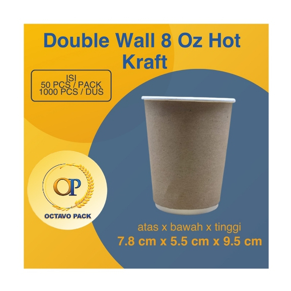 Jual Paper Cup Double Wall Kraft 8 Oz Double Wall 8 Oz Hot Paper