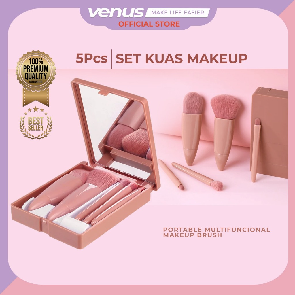 Jual Venusjkt Pcs Set Kuas Makeup Tempat Box Cermin Set Makeup Brush Lengkap Lembut