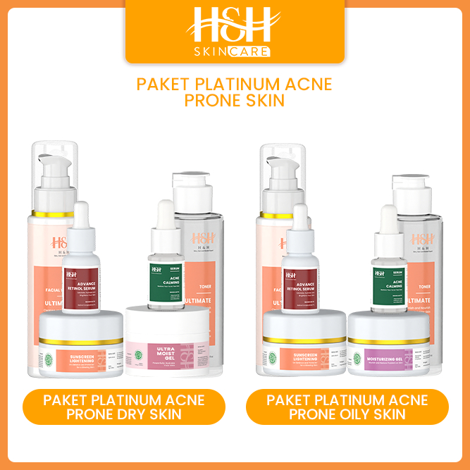 Jual H&H Paket Skincare Platinum Acne Prone Skin 6 in 1 (Facial Wash