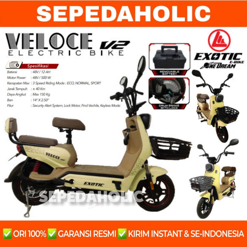 Sepeda Listrik 500 V2 Sport Jual Sepeda Listrik EXOTIC VELOCE V2