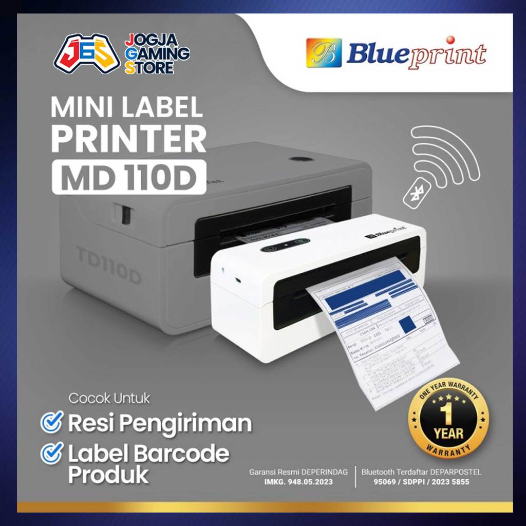 Jual Printer Label Thermal Barcode Resi Online A6 BLUEPRINT MD110D USB ...