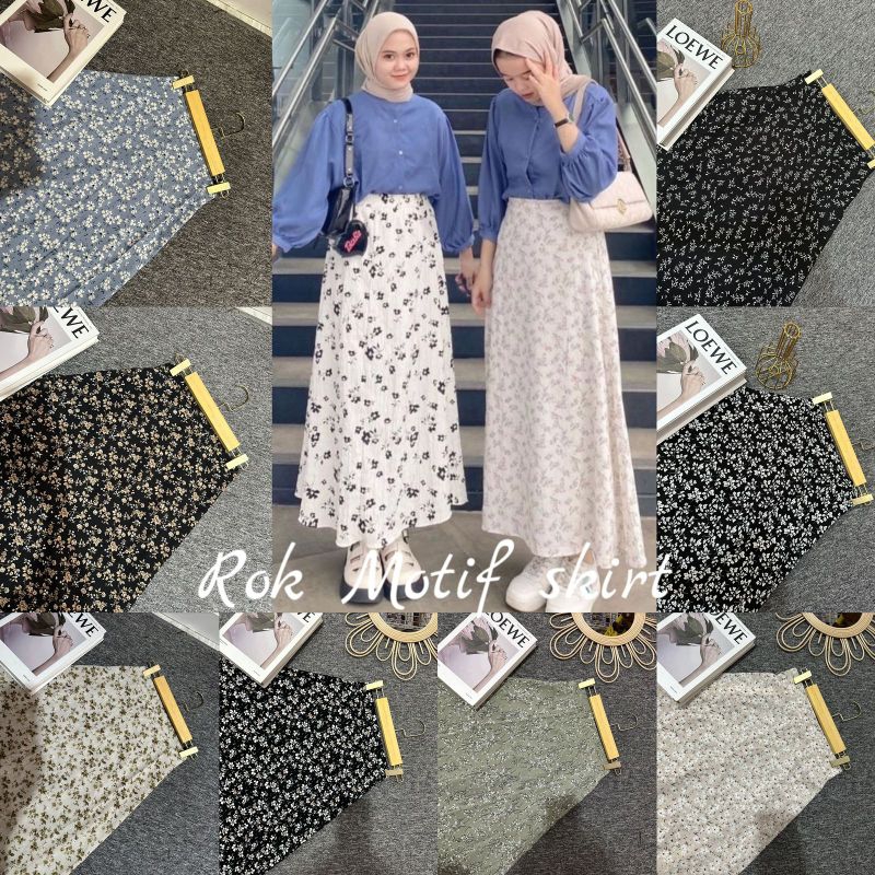 Jual ROK FLORAL MOTIF BUNGA POLKA / FLORAL SKIRT / ROK MOTIF BUNGA ...