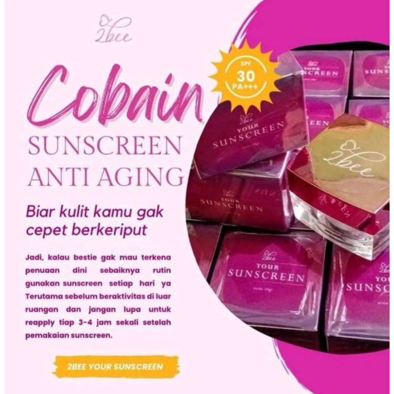 Jual 2BEE GLOW SUNSCREEN SPF 30 PA+++ WATER PROOF(ORIGINAL+BPOM ...