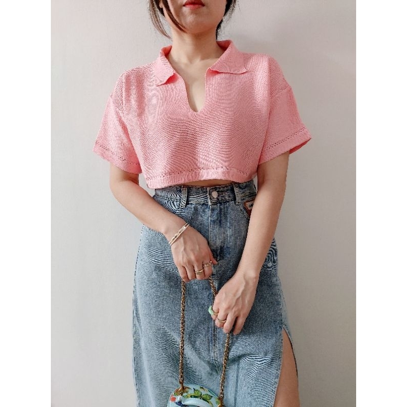 Jual Cropped Knit (knit crop / rajut pendek / oversize crop) | Shopee ...