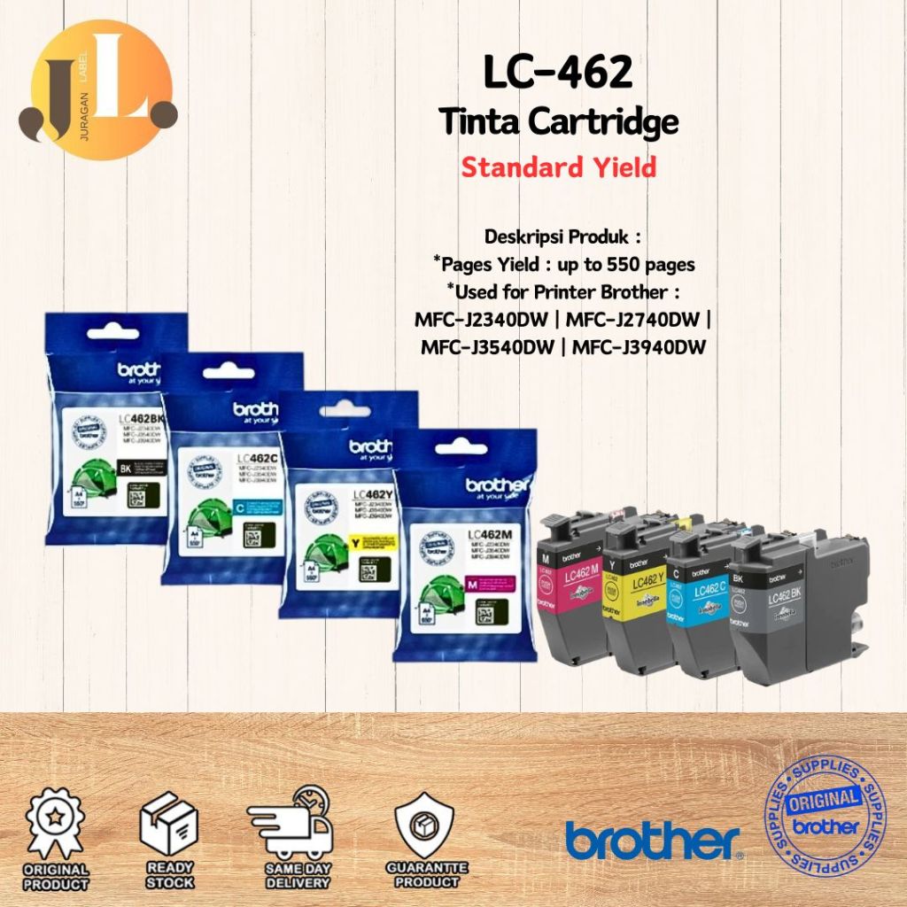 Jual Tinta Brother LC-462 BK CMY For MFC-J3540DW LC462 Original Per PCS ...