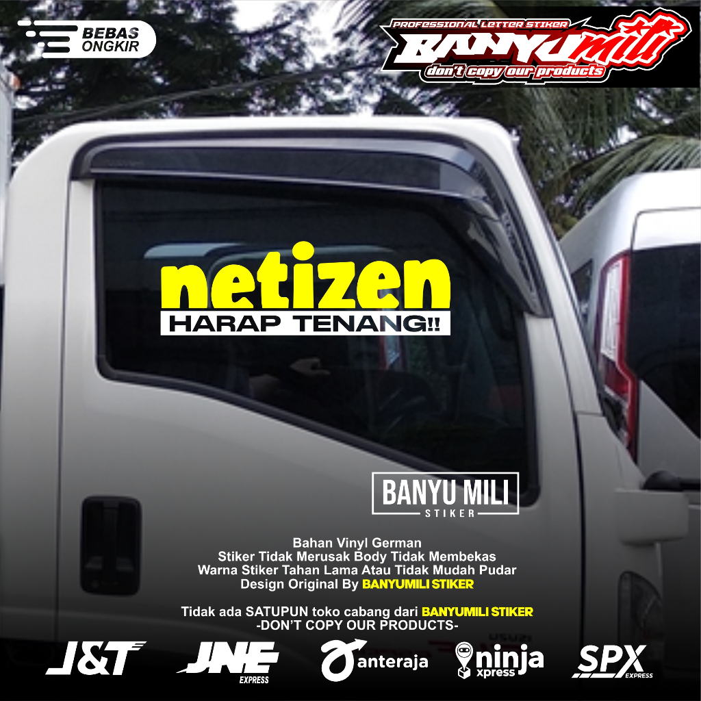 Jual Stiker truk netizen harap tenang cutting sticker variasi kaca ...