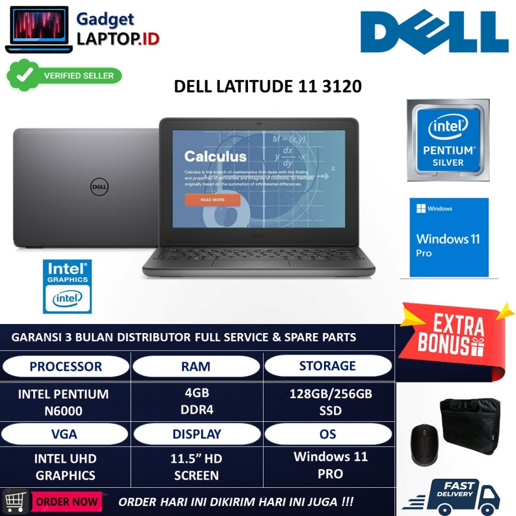 Dell 2021 Latitude 3120 Touchscreen 2-in-1 11.6-inch - Intel Pentium - Pentium-N6000 - Quad Core 1.1303 Ghz - 256GB SSD - 8GB RAM - 1366x768 HD - Windows 11 Pro (Renewed - Foto 13