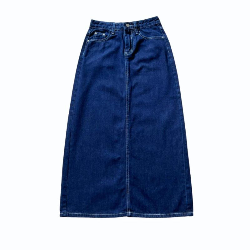 Jual Rok Jeans Highwaist A-Line Panjang 7/8 - Basic Skirt Jeans 780 ...