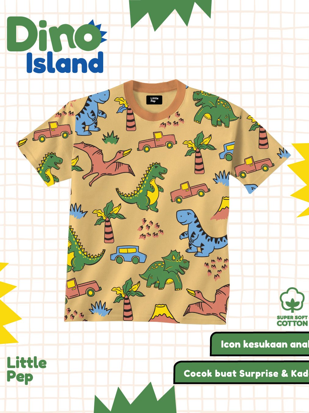 Jual Little Pep - DINO ISLAND - Baju anak motif dinosaurus pertualangan ...