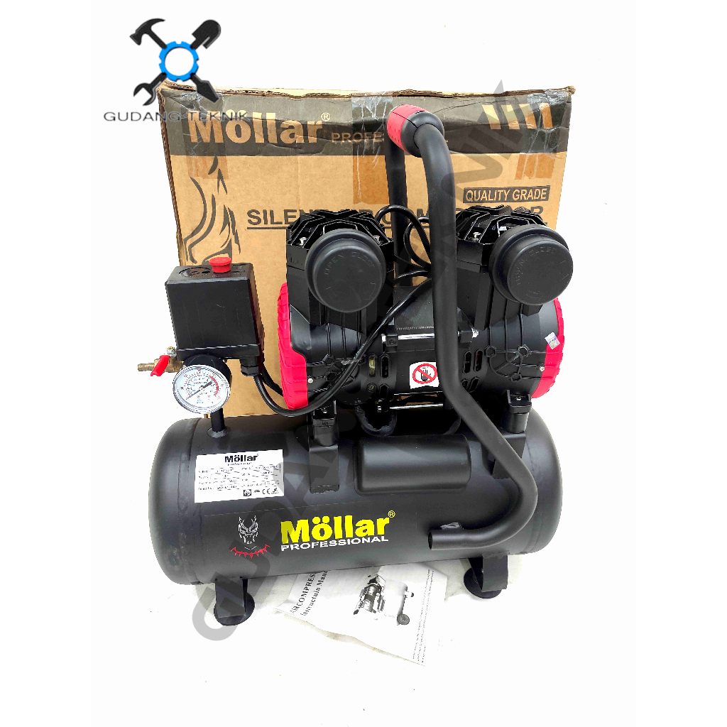 Jual Kompresor Angin 15L MLR-AC1515BP-R MOLLAR 1HP BLACK PANTHER OILESS ...