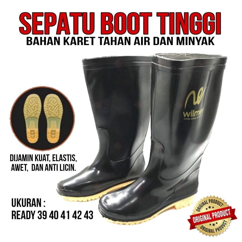 Jual SEPATU BOOT KARET PETANI SAWAH TERNAK MANCING Sepatu Boot Hitam ...