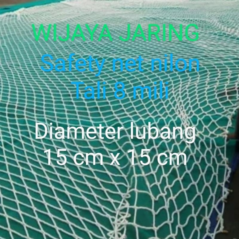 Jual pengaman safety net tali nilon 8 mili putih diameter lubang 15 cm ...
