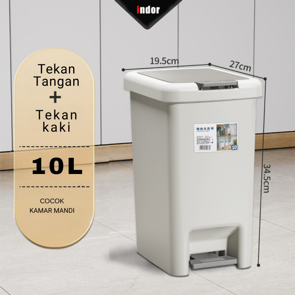 Jual Tempat Sampah Injak 8L /10L/15L/20L Plastik Tertutup Kotak Sampah ...