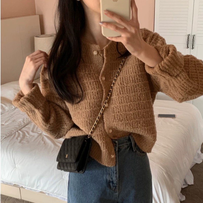 Jual AJW Cardigan Crop Wol Rajut Premium Korean Style WCF | Atasan Crop ...