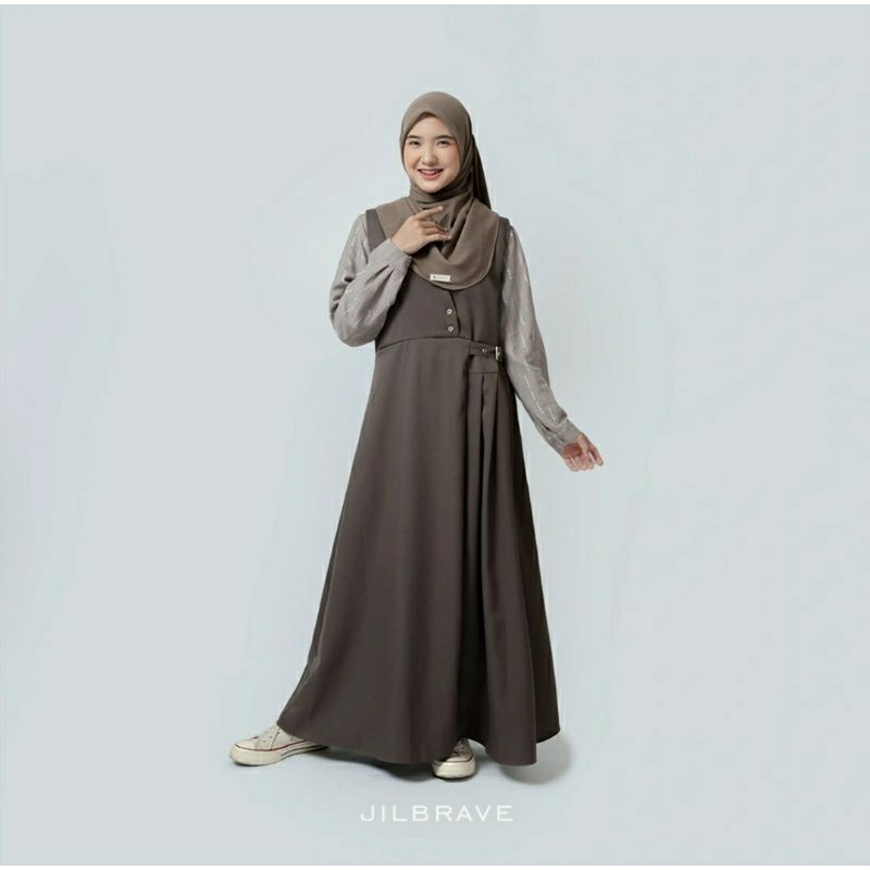 Jual MAGGIE OVERALL JILBRAVE | Gamis Overall dengan inner motif ...