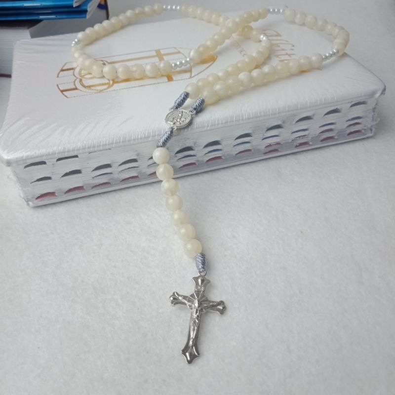 Jual Kalung Rosario 77 Bapa Kami Marmer Bercorak Cream (krem) | Shopee ...