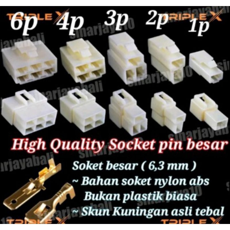 Jual soket kabel pin besar bahan nylon socket motor mobil kendaraan ...