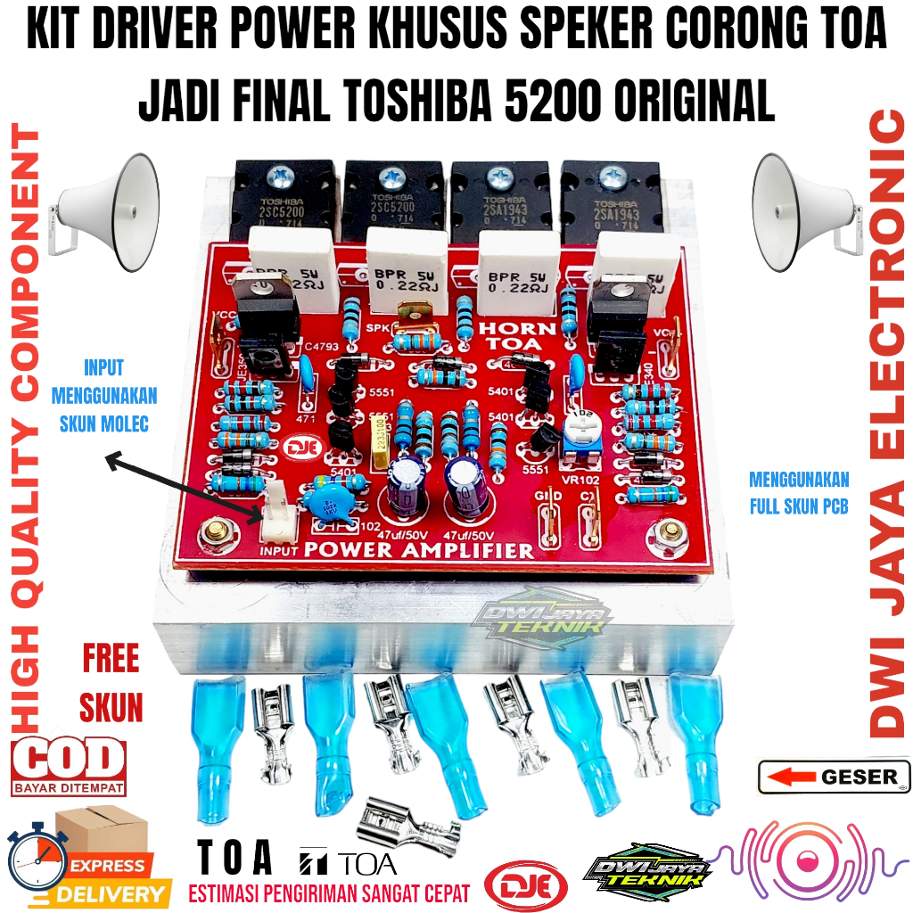 Jual kit Driver Power Khusus Speaker Corong/TOA JADI Final Toshiba 5200