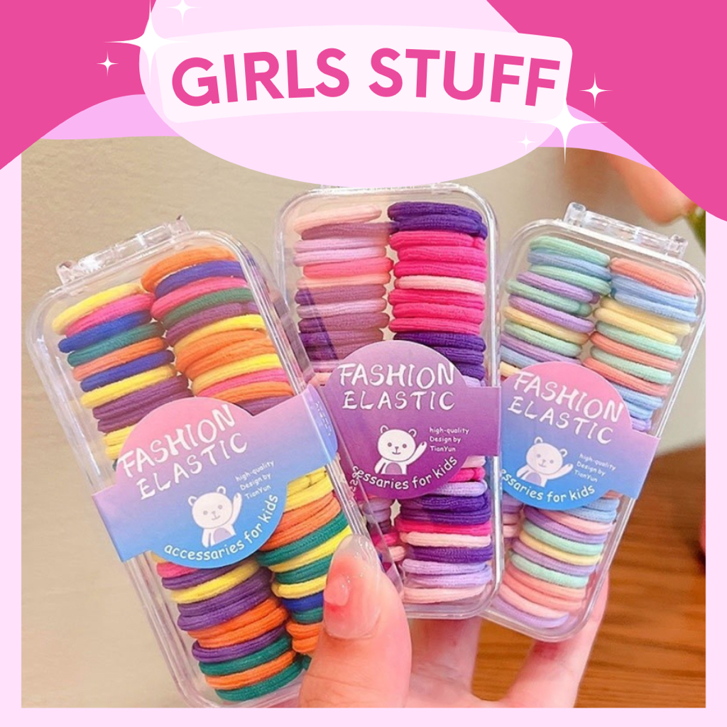 Jual GS FREE BOX - 60PCS IKAT RAMBUT ANAK WARNA WARNI / IKAT RAMBUT ...