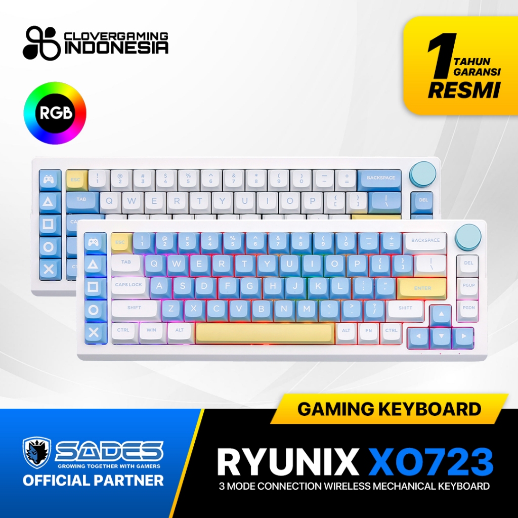 Jual Sades Ryunix XO723 / XO-723 Mechanical Gaming Keyboard Tri-mode 65 ...