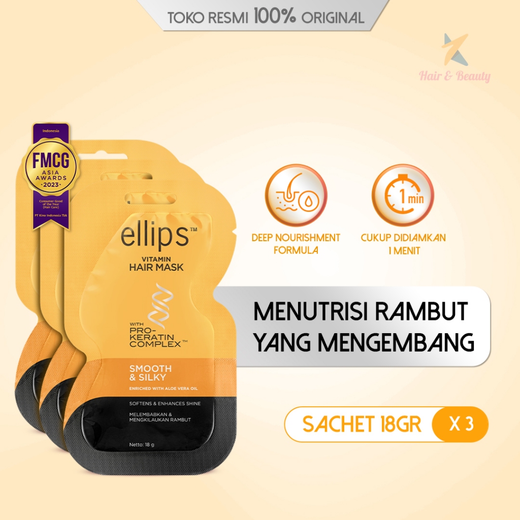 Jual [Bundle Isi 3] Ellips Hair Mask Keratin Smooth & Silky 18gr ...