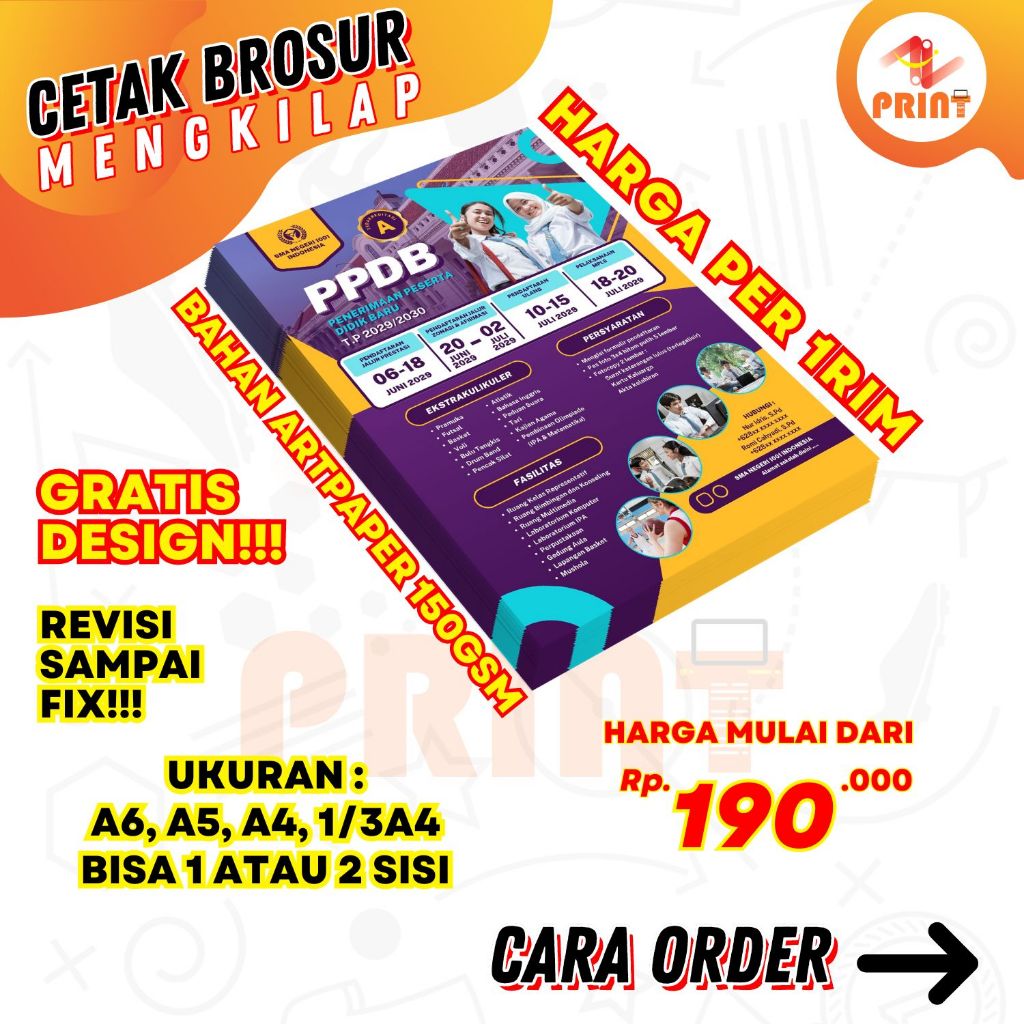 Jual Paket Cetak Brosur Artpaper 150gsm Gratis Design Harga Per