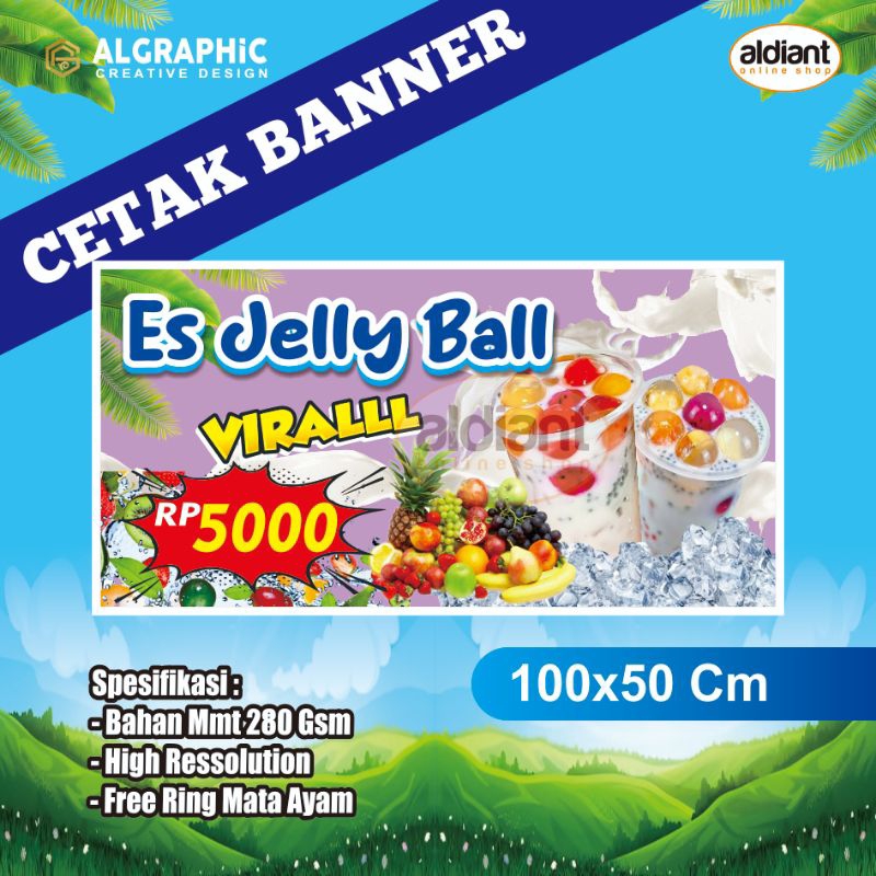 Jual CETAK MMT BANNER SPANDUK ES JELLY BALL VIRALLL | Shopee Indonesia