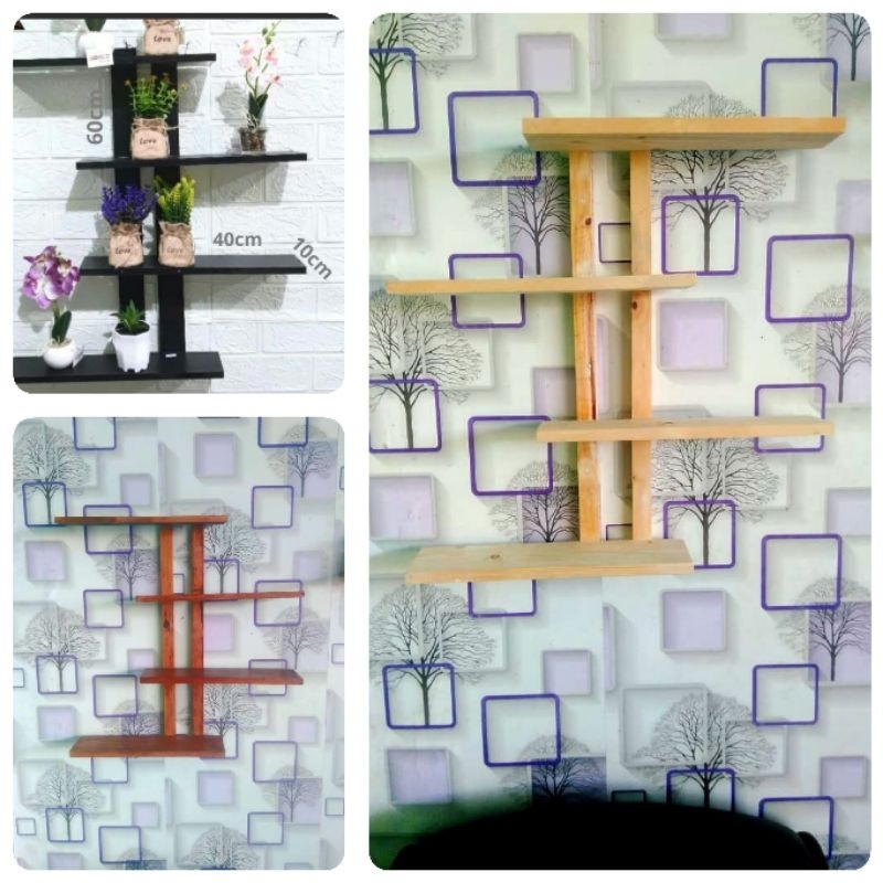 Jual Rak dinding kayu susun besar bunga hias | Shopee Indonesia