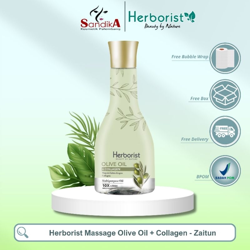 Jual Herborist Massage Olive Oil+Collagen Zaitun 75ml & 150ml