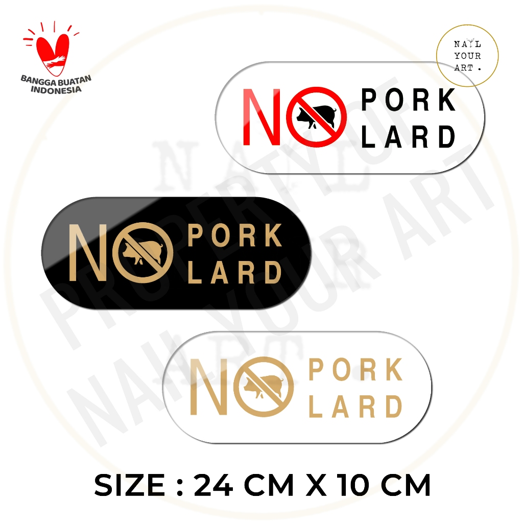 Jual Sign Akrilik NO PORK NO LARD ROUND - Nail Your Art - Signage ...