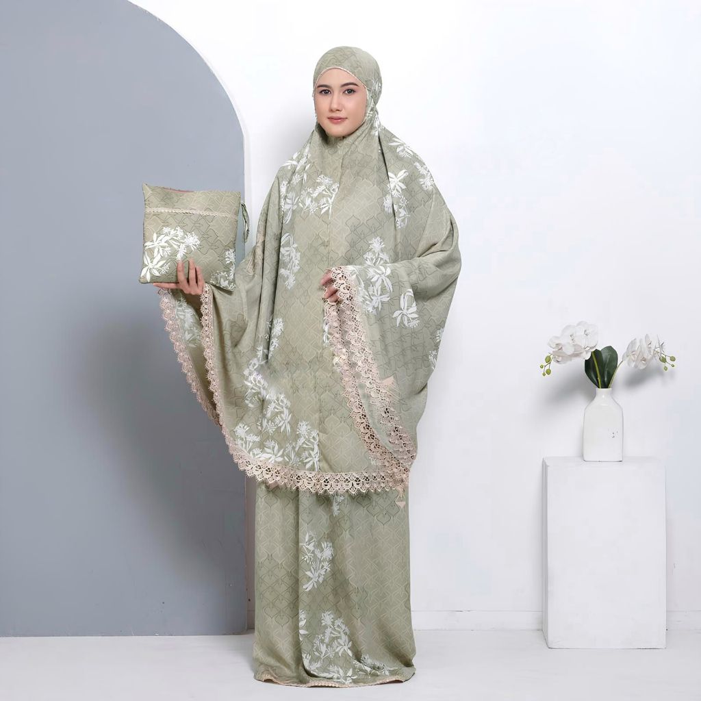 Jual Mukena Dewasa Motif 2in1 Maxmara Silk Renda Premium Mewah Jumbo