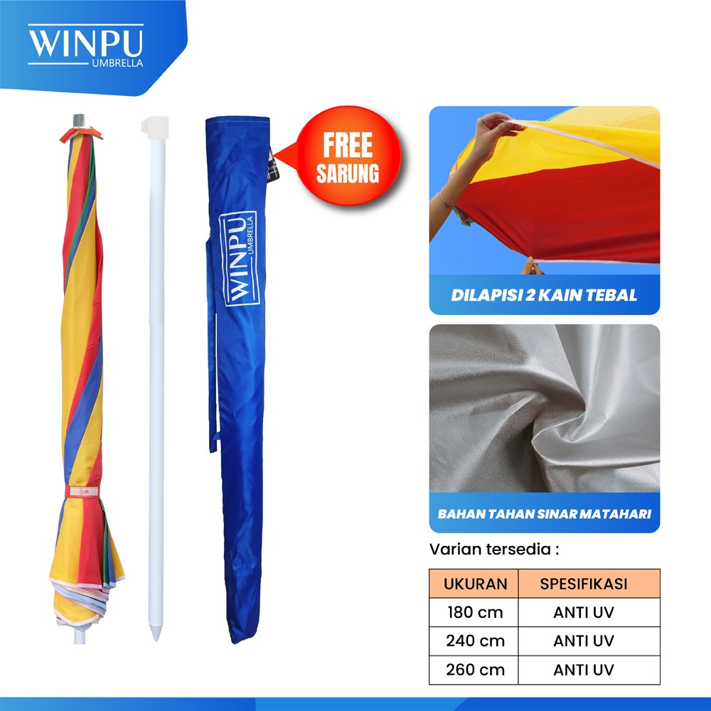 Jual WINPU Payung Tenda Jualan Besar Pelangi (180Cm-260Cm) 2 Lapis ...
