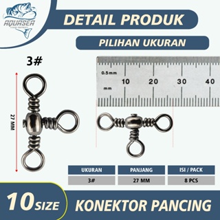 AQUASEA KiliKili Barrel Swivel 3 Mata 3 Way Swivel Rangkaian Pancing Solid  Ring Fishing Line Connector