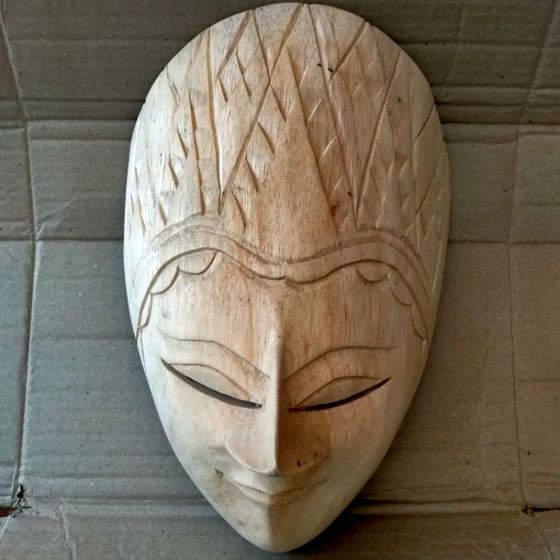 Jual topeng kayu ukuran jumbo 29x20cm model merak-panji | Shopee Indonesia