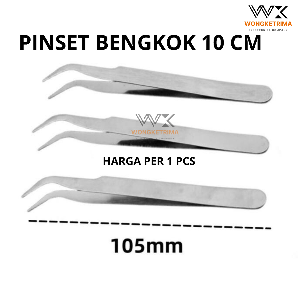 Jual Pinset Bengkok 4 Inch / 10 cm Pinset Komponen Elektronik Stainless ...