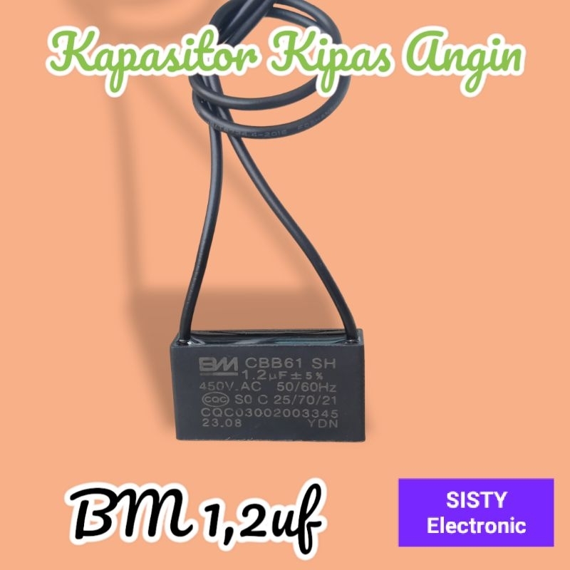 Jual Kapasitor Kipas Angin 1,2 Mikro 450 Volt Merk BM Kwalitas ...