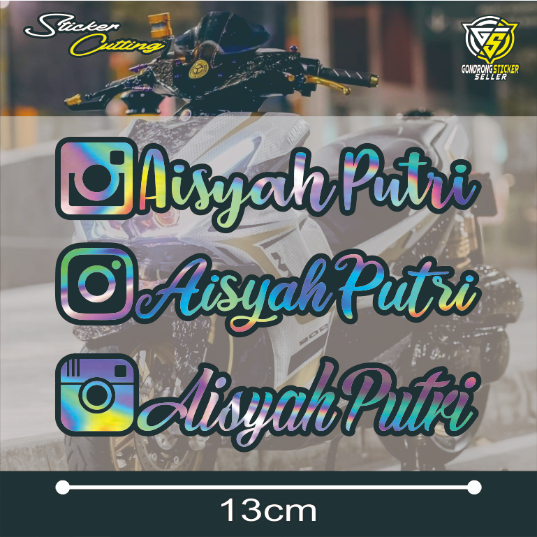 Jual CUSTOM STICKER NAMA IG HOLOGRAM - STIKER CUTTING CUSTOM NAMA INSTAGRAM HOLOGRAM LIST HITAM ...