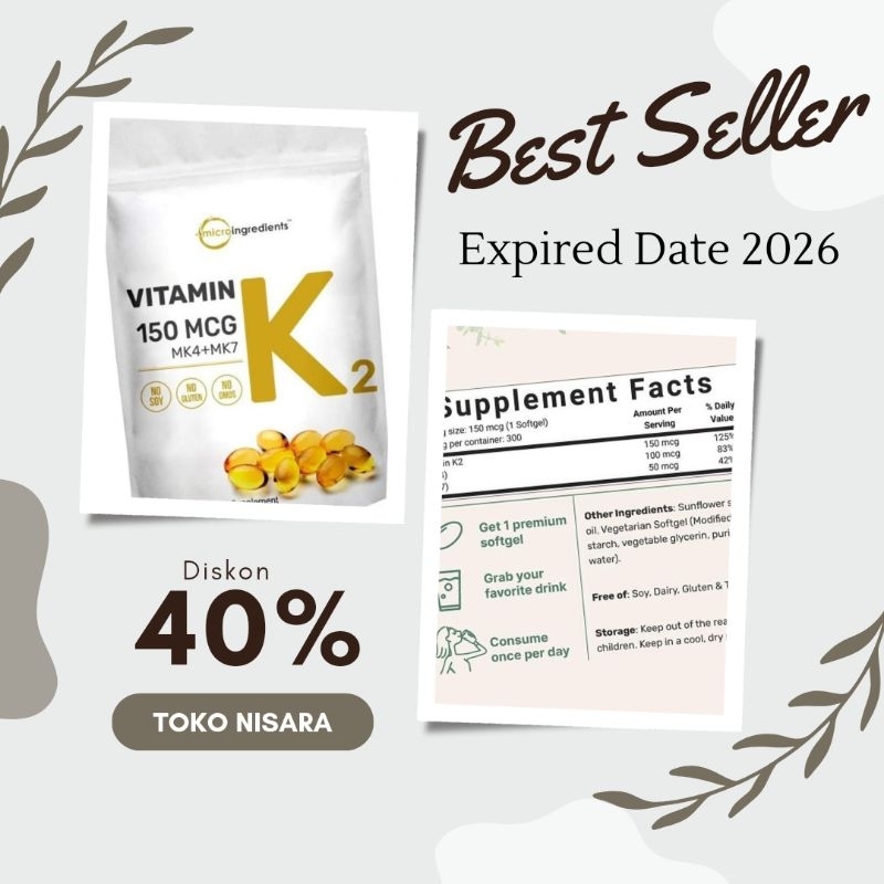 Jual Microingredients Vitamin K2 150 mcg MK-4 + MK-7 - Micro 300 ...