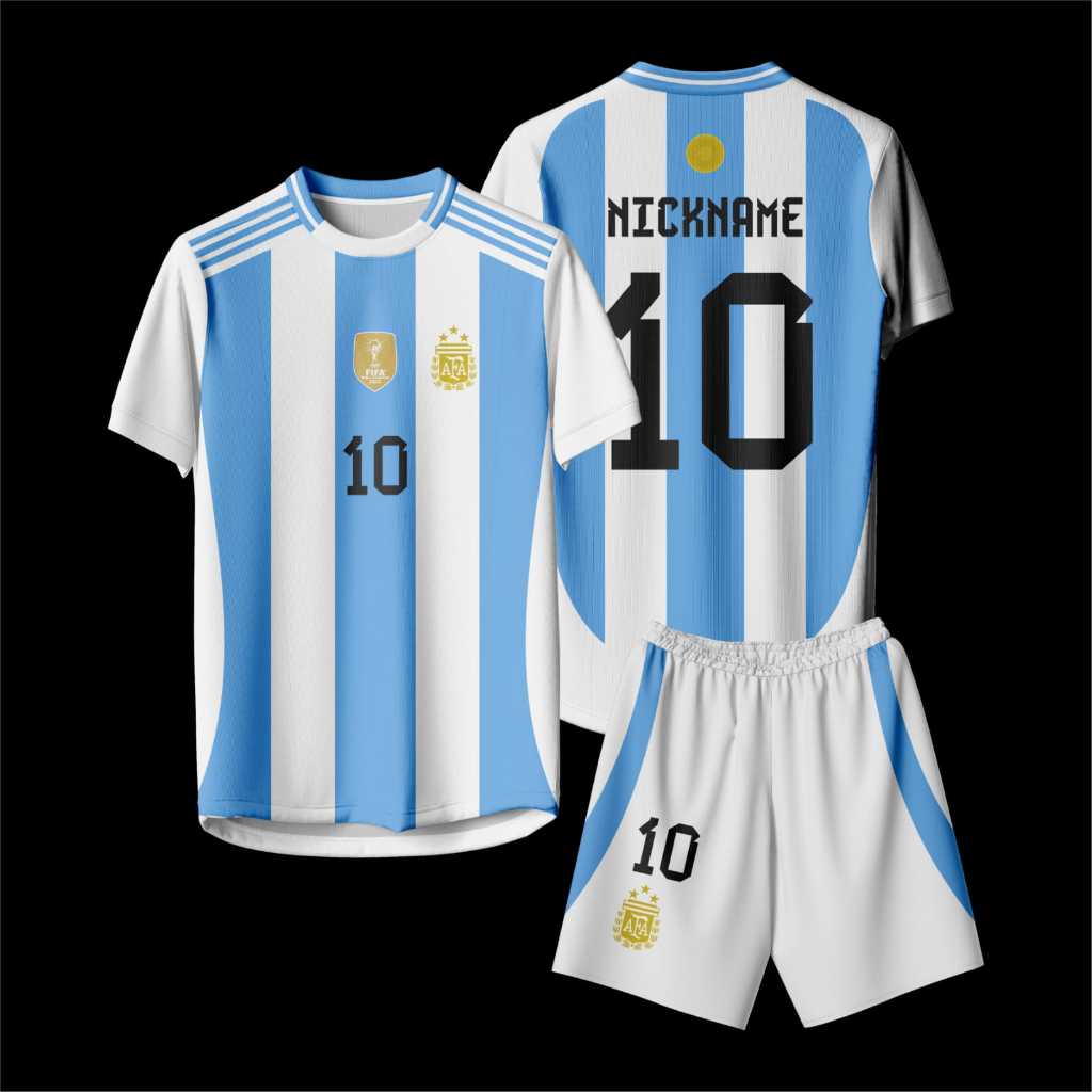 Jual Jersey Timnas ARGENTINA HOME 2024/2025 Terbaru , Setelan COPA AMERICA 2024, Desain Full Printing, Free Custom Nama dan Nomor Punggung, Tersedia Ukuran Dewasa dan Anak. JERSEY MESSI | Shopee Indonesia
