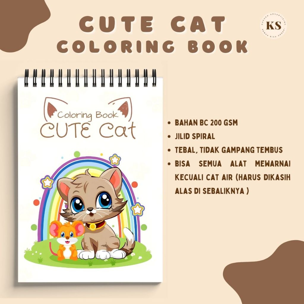 Jual Cute Cat Relaxing Coloring Book Activity Buku Mewarnai Anak Remaja