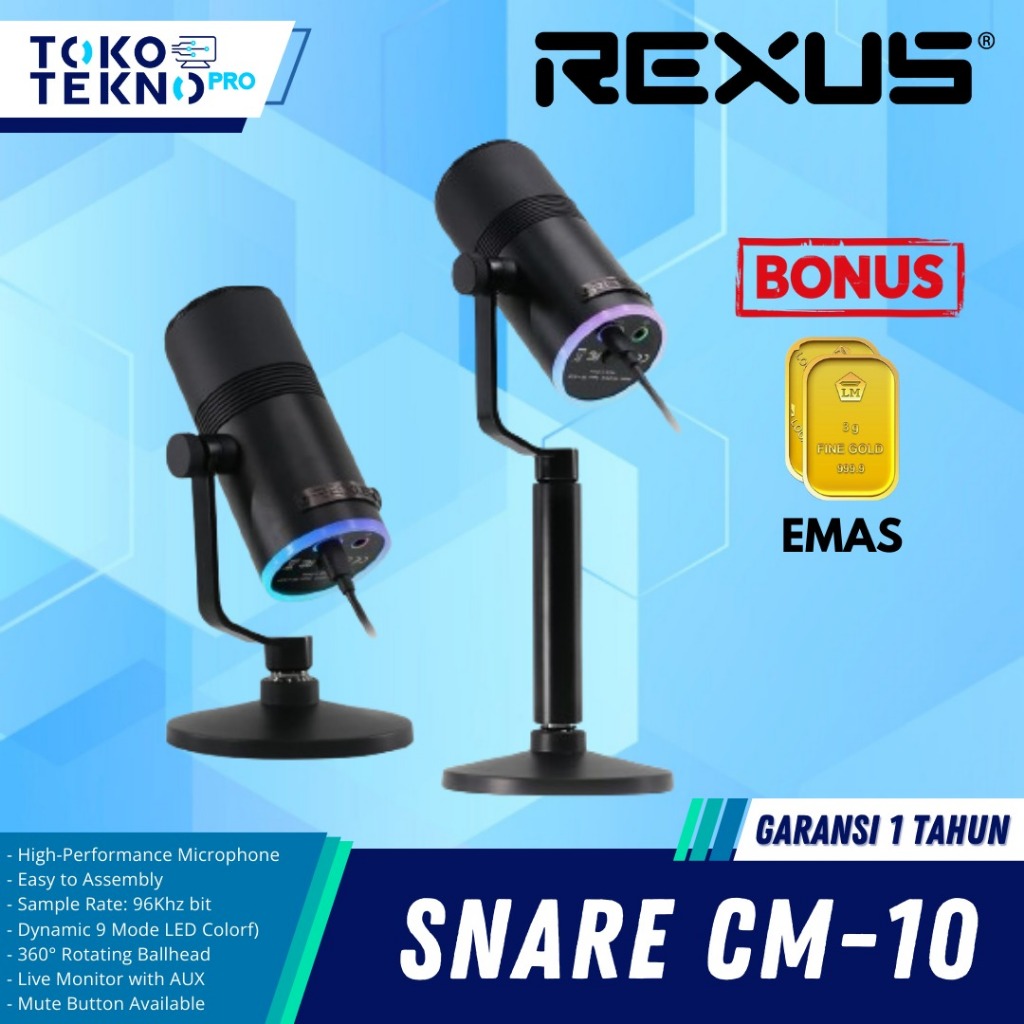 Jual Rexus CM10 / CM10 Snare Microphone Condenser Wired RGB LED