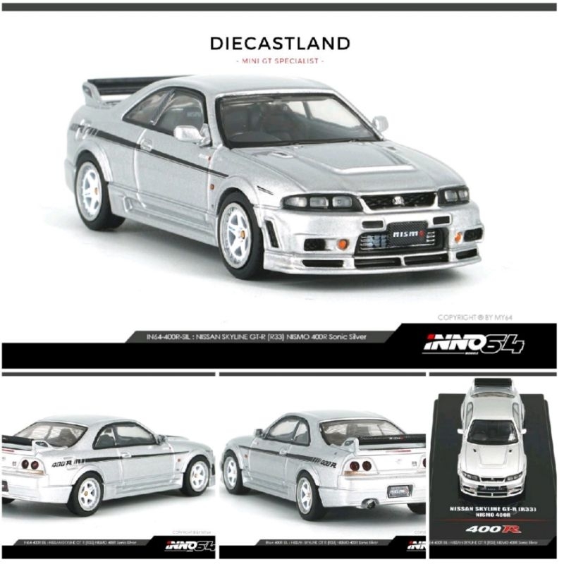 Jual INNO64 NISSAN SKYLINE GT-R (R33) NISMO 400R Sonic Silver IN64-400R ...