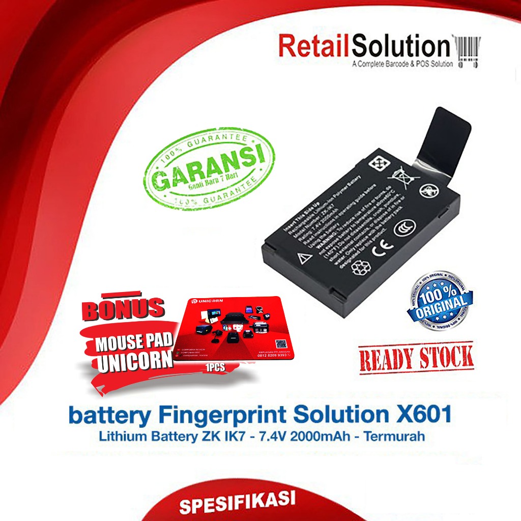 Jual Battery Baterai Mesin Absensi Fingerprint Solution X601 X-601 ...