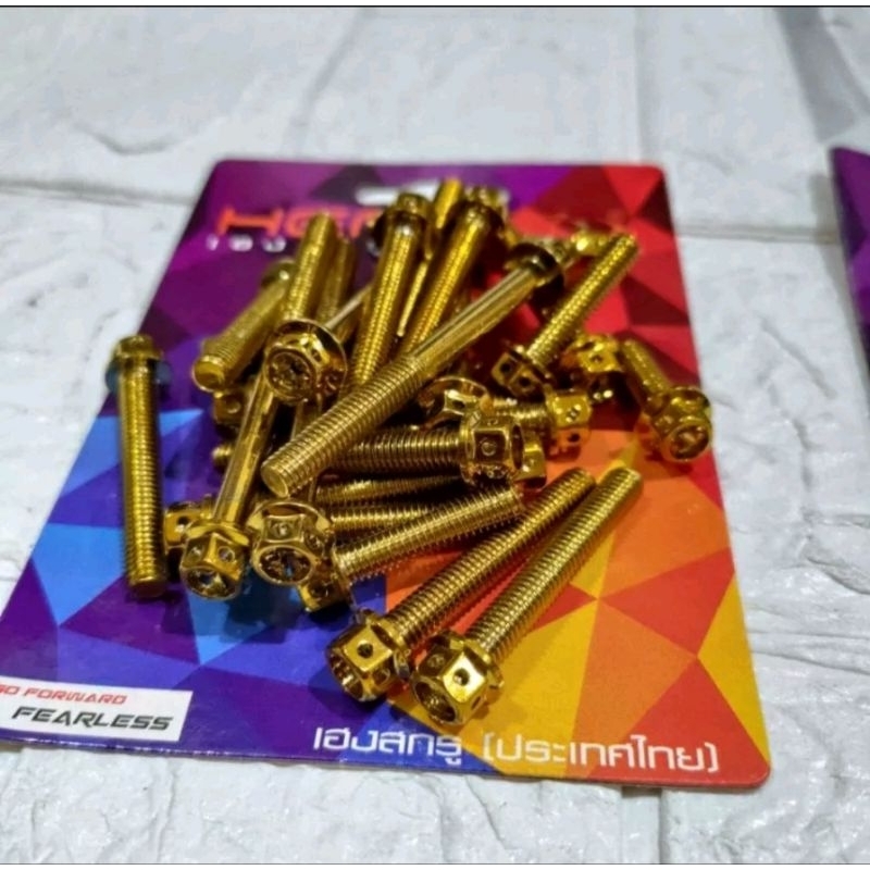 Jual Set Baut Block Mesin Tiger Original Heng Probolt Flower Gold Stainless Shopee Indonesia