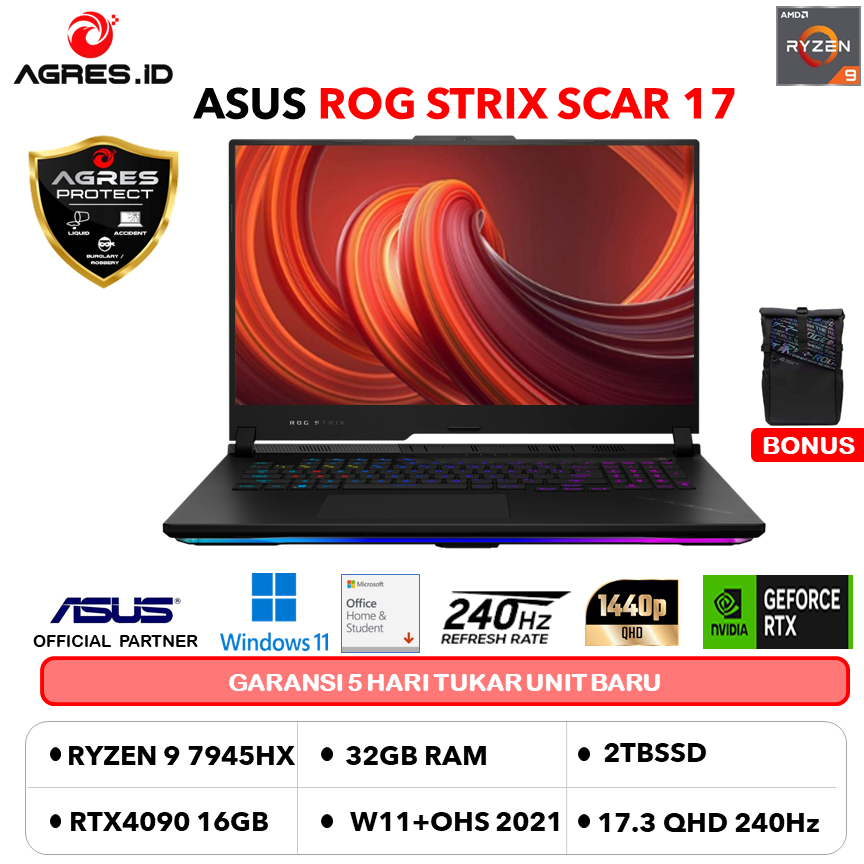 Jual ASUS ROG STRIX SCAR 17 G733PY RYZEN 9 7945HX RTX4090 16GB/ 32GB ...