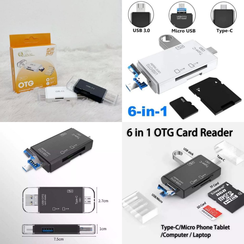 Jual Card Reader 6 In 1 Card Reader Multifungsi OTG Card Reader Type C ...