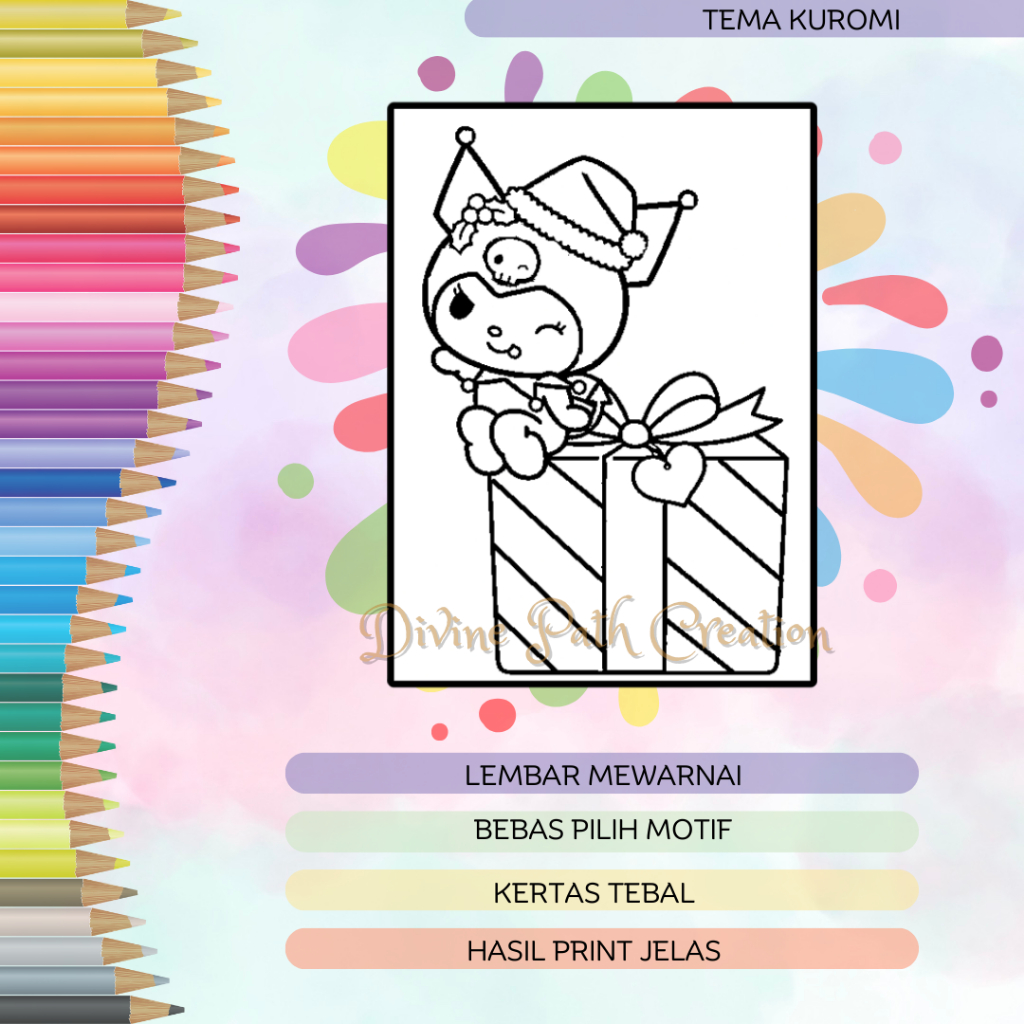 Jual LEMBAR MEWARNAI ANAK / KERTAS MEWARNAI TEMA KUROMI / COLORING ...