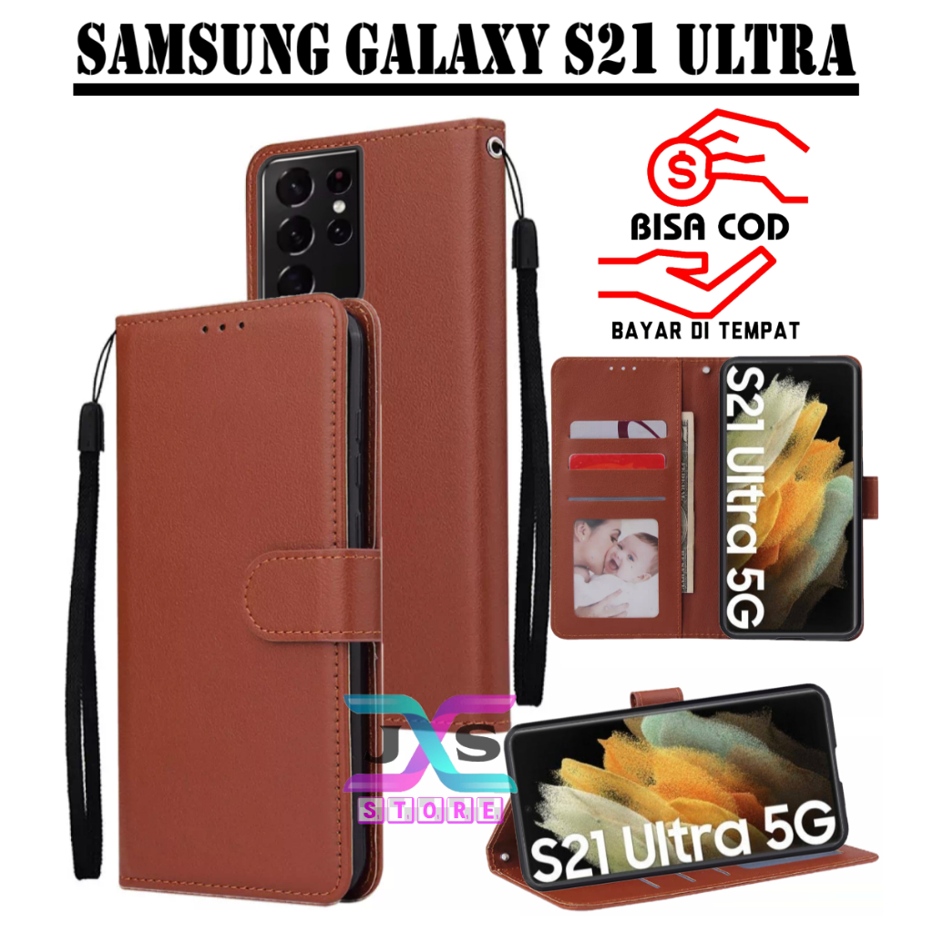 Jual flip case wallet SAMSUNG GALAXY S21 ULTRA cover leather case