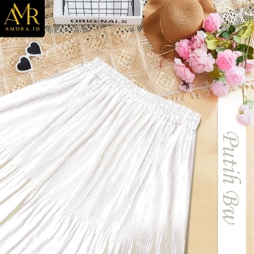 Rok Ruffle Plisket Panjang Muslim Model Susun Lidi Polos Premium