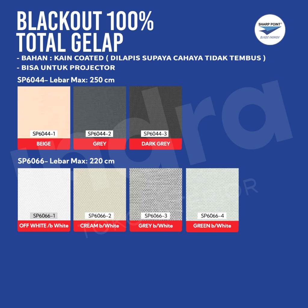 Jual Sharp Point Roller Blind Gorden Blackout 100% / Tirai Jendela ...